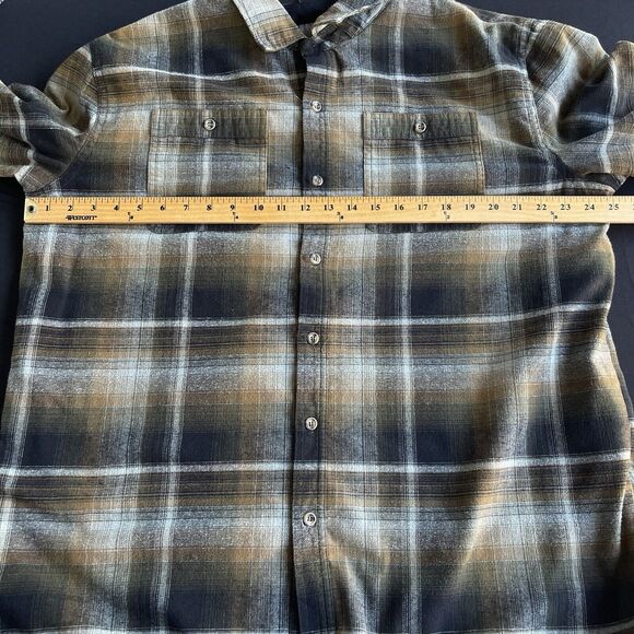 Rugged Elements Flannel Shirt Mens Extra Large XL Brown Plaid Lined Button Up - Picture 12 of 13